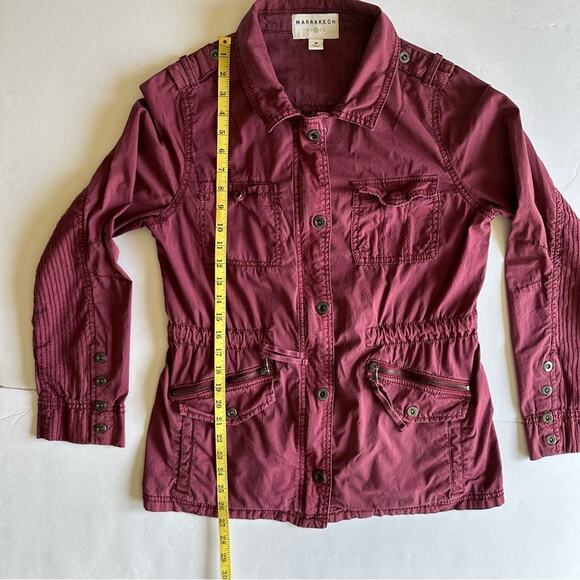 Marrakech by Anthropologie Utility Jacket Field Jacket Anorak Burgundy Medium - Picture 12 of 13